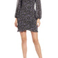 FLORET STUDIOS Ditsy Floral Print Long Sleeve Minidress in Black Ditsy Floral, Size X-Small