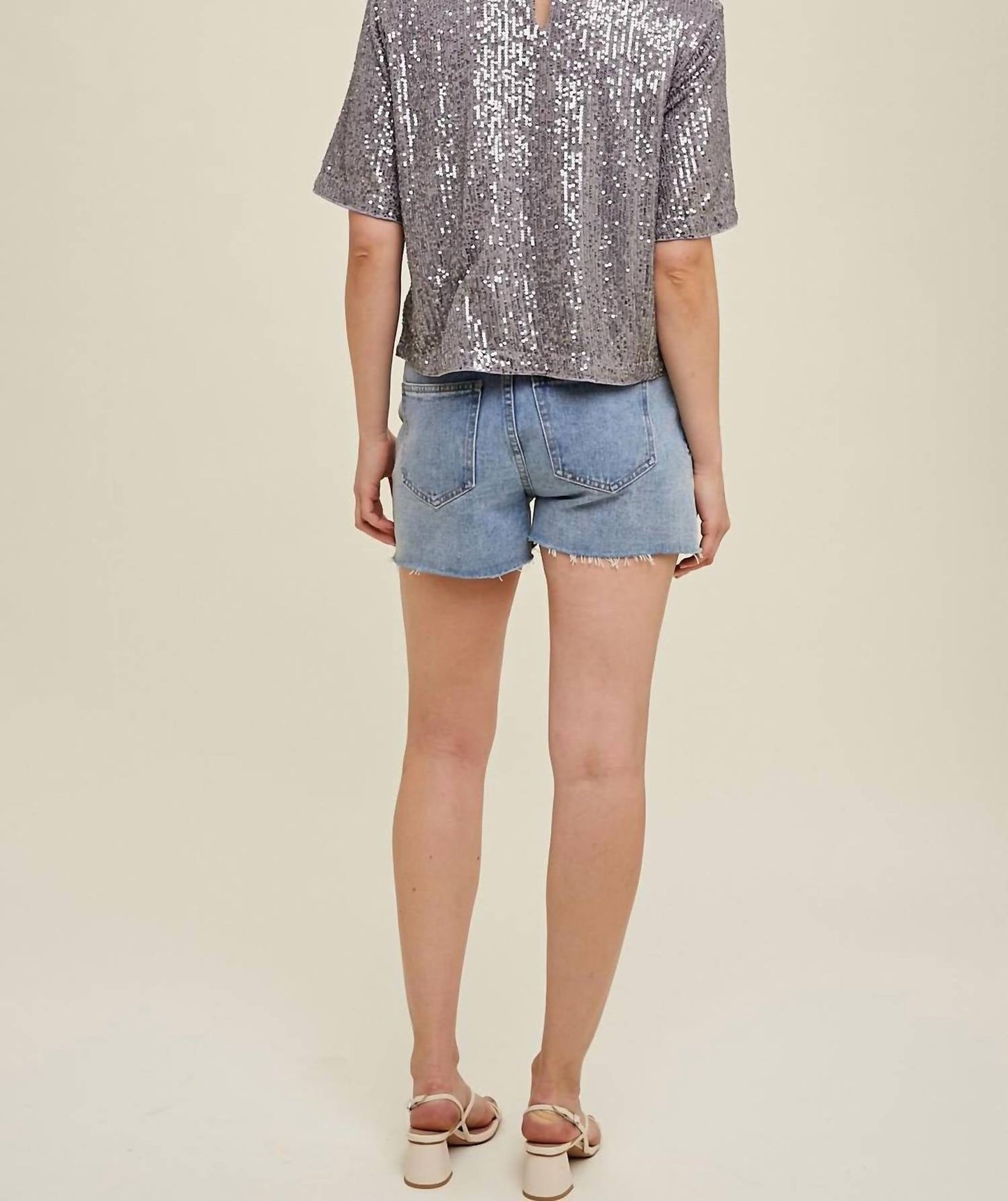 Wishlist - Sequin Boxy Relaxed Crop Top