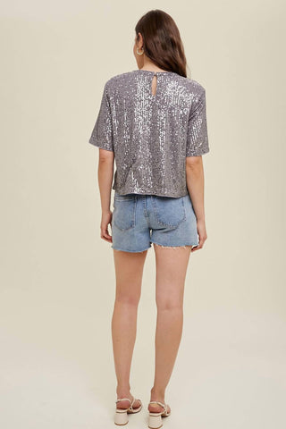 Wishlist - Sequin Boxy Relaxed Crop Top