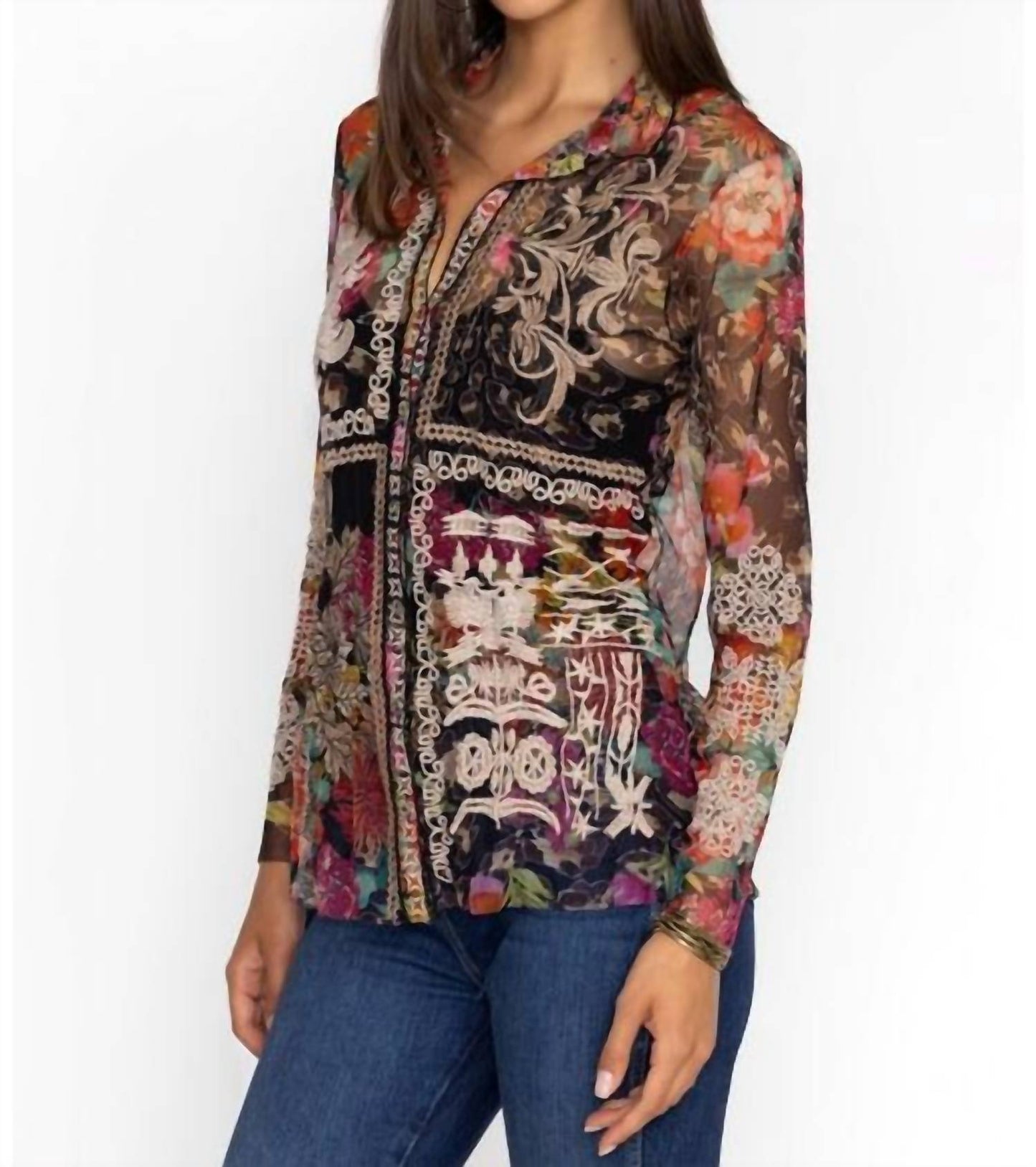 Johnny Was - MAZZY BUTTON DOWN FITTED BLOUSE (SLIP)