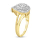14K Yellow and White Gold 1.00 Cttw Round and Baguette-Cut Diamond Ballerina Cocktail Ring (H-I Color, SI2-I1 Clarity)