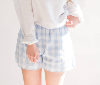 By Together - Woven Gingham Wide Leg Shorts