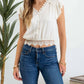 Blu Pepper - Scallop Lace Trim Back Tie Short Sleeve Crop Top