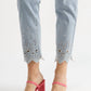 Orly - Button Front Jeans with Floral Cutouts and Bling