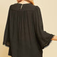 Entro - Crochet Lace Flare Sleeve Top - Plus
