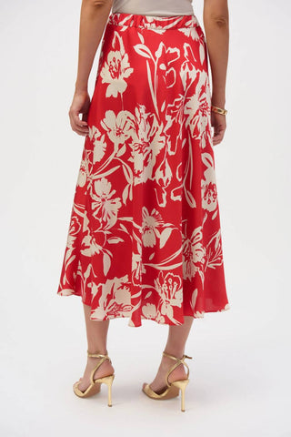 Joseph Ribkoff - Satin Floral Print A-line Skirt