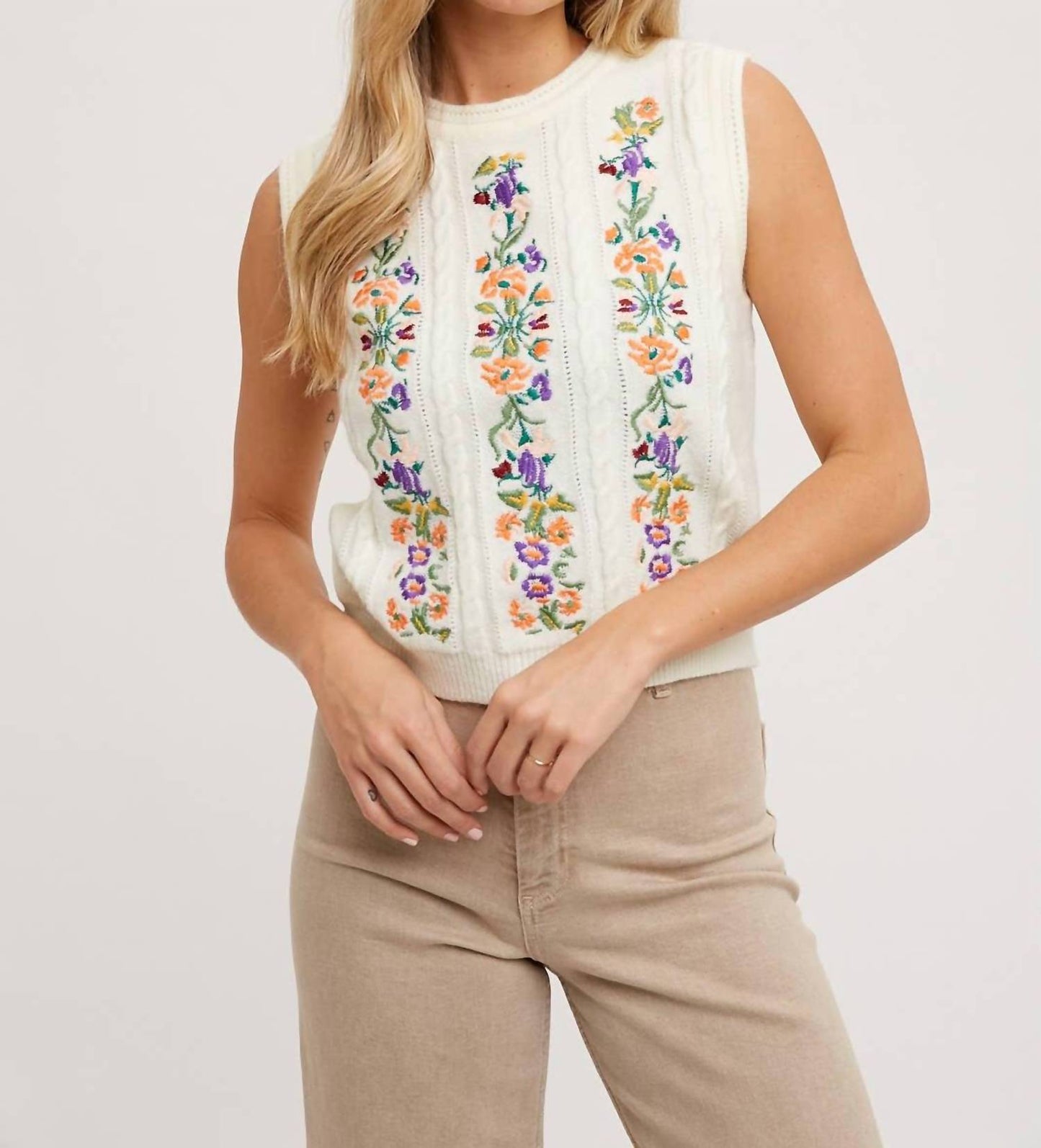 Bluivy - Storybook Garden Sleeveless Sweater Top