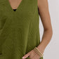 Entro - Textured V-neck Sleeveless Mini Dress
