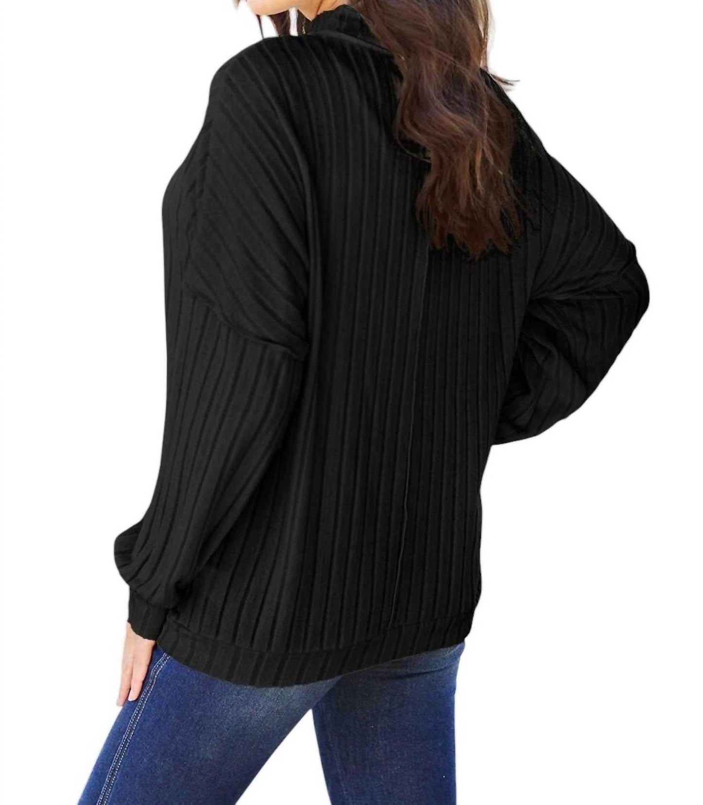 Basic Bae - Sleek Ribbed Mock Neck Knit Top