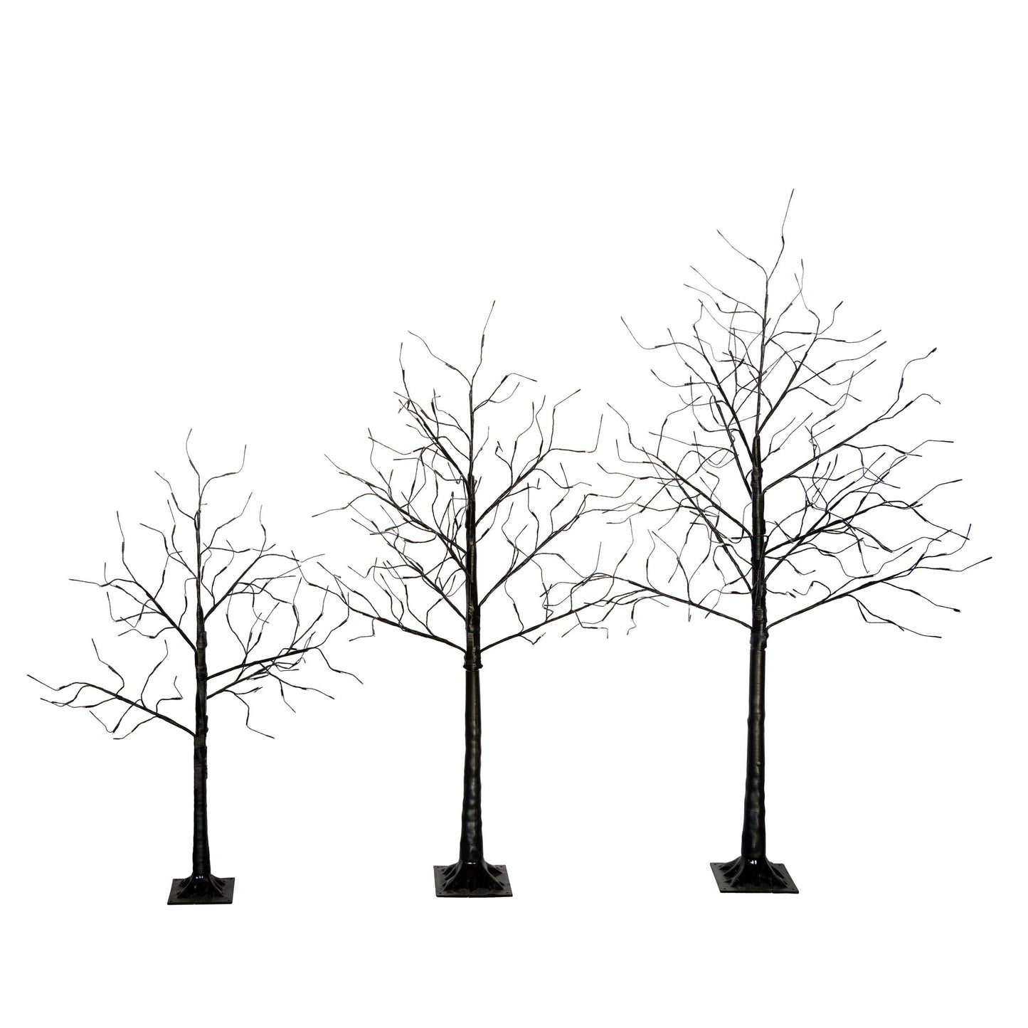 3 Pc Illuminated Halloween Tree with Purple LED Glow