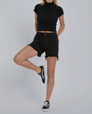 Cello - Uneven Fray Hem Boyfriend Shorts