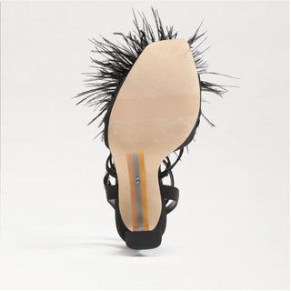 Sam Edelman - Women's Layton Ankle Strap Spool Heeled Feather Detailed Sandals