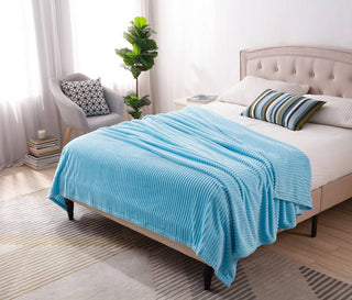 Fleece Ribbed Throw Blanket for Couch - Thick and Warm - Multiple Sizes & Colors