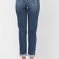 Judy Blue - Destroyed Cuffed Mid Rise Slim Fit Denim Jeans