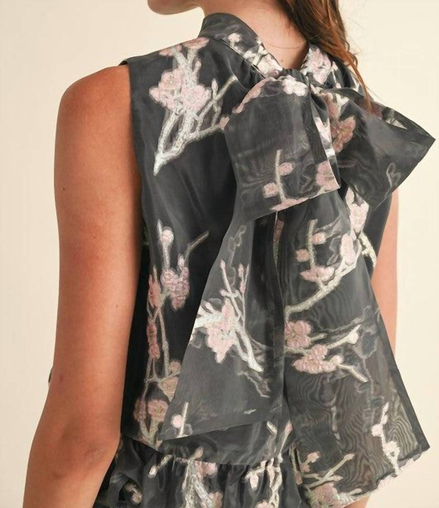 &Merci - Metallic Floral Jacquard Bubble Hem Top