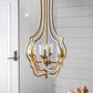 4 Light Metal Chandelier with Adjustable Chain - Gold
