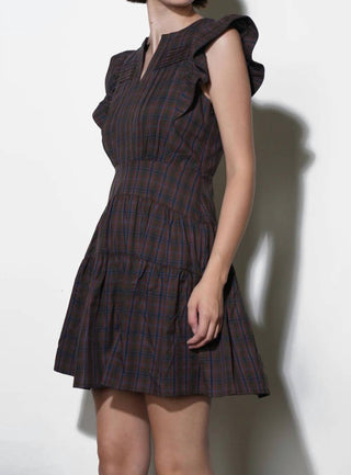 Greylin - Marlo Plaid Ruffle Sleeve Mini Dress