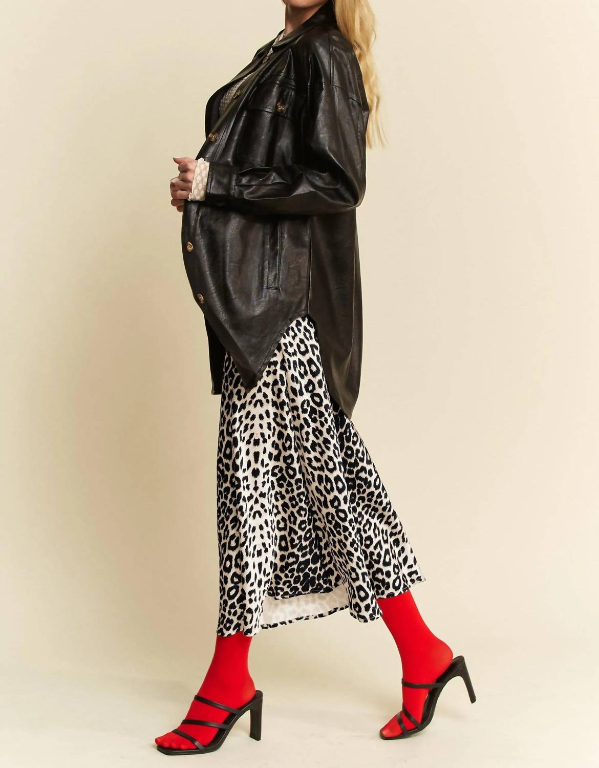Trendsi - Davi & Dani Leopard Animal Print Long Length Skirt