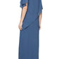 Alex Evenings - Chiffon Long Overlay Asymmetric L-neckline Bodice Dress