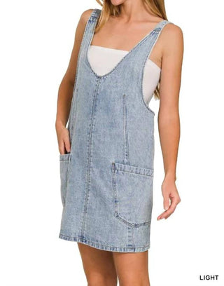 Trendsi - Zenana Denim Overall Mini Dress