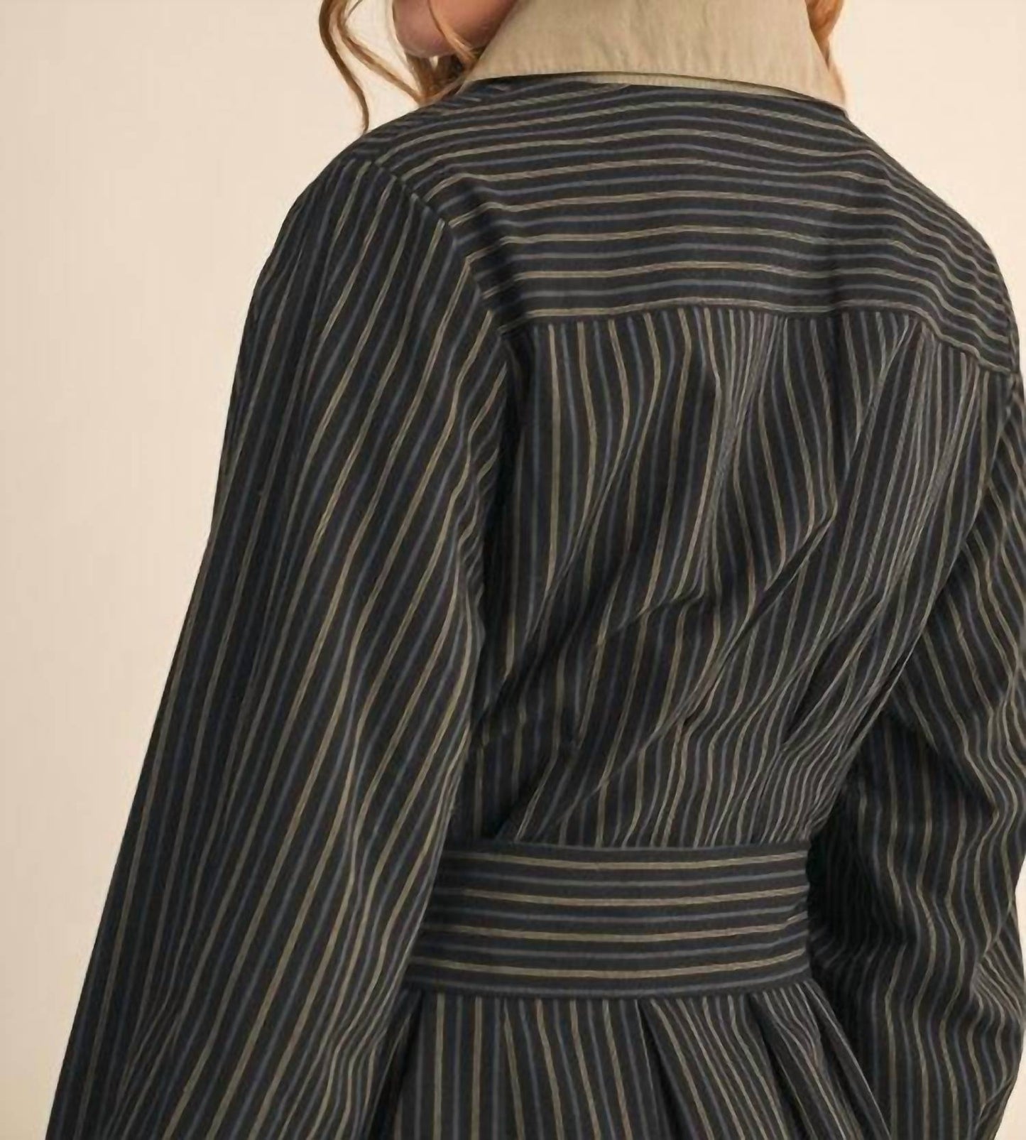 &Merci - Striped Button Down Belted Mini Dress