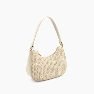 Like Dreams - Women's Nyomi Floral Straw Top Handle Shoulder Bag