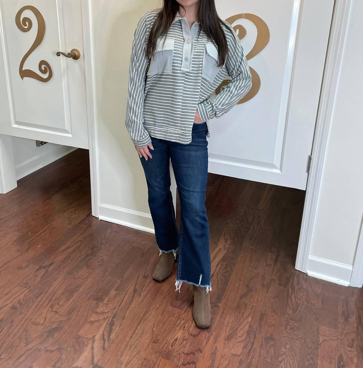 Anniewear - Serene Striped Long Sleeve Top