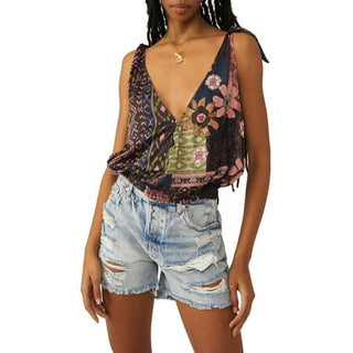 Free People Tied to You Print Surplice Tank