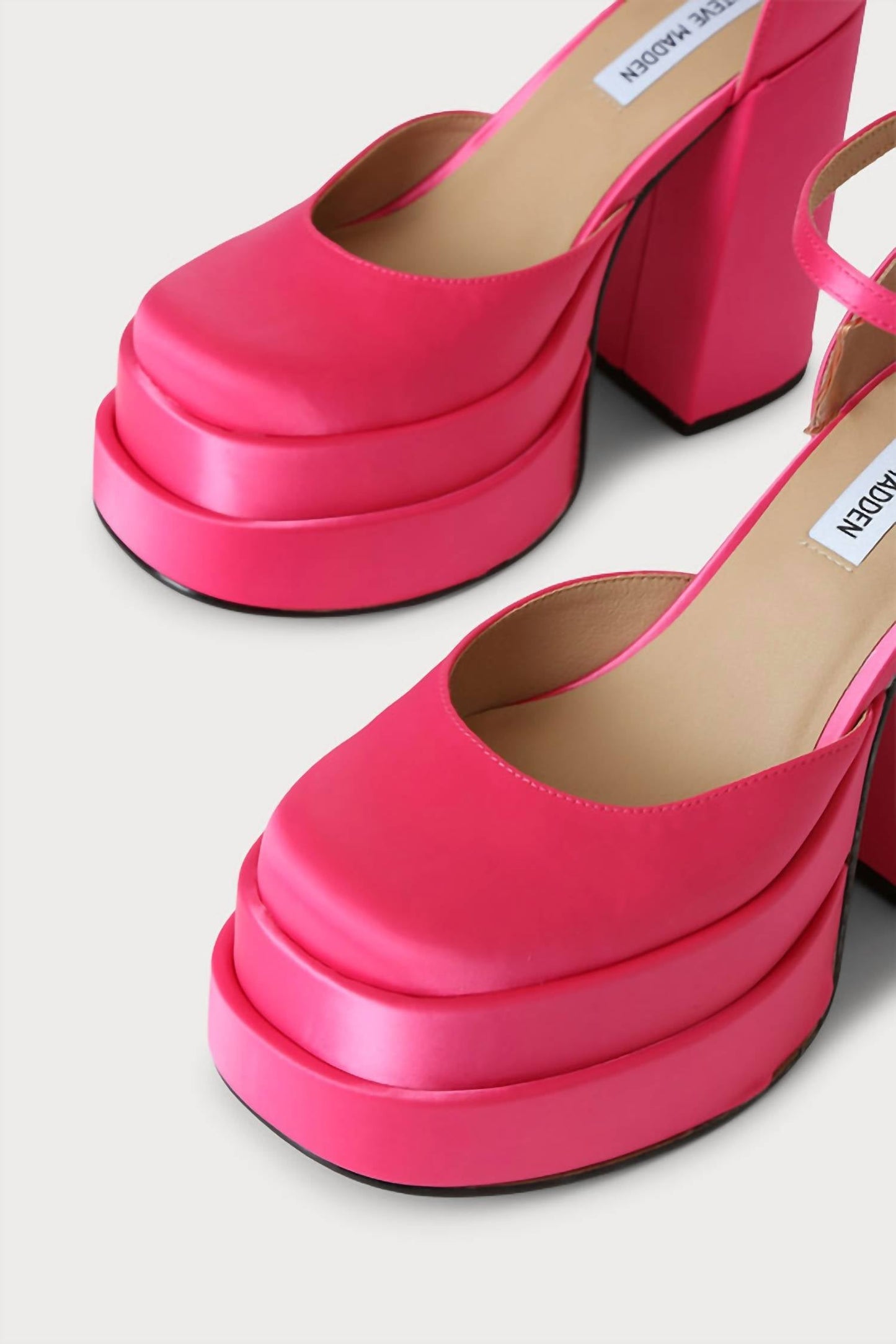 Steve Madden - Women's Charlize Pink Satin Platform Heel