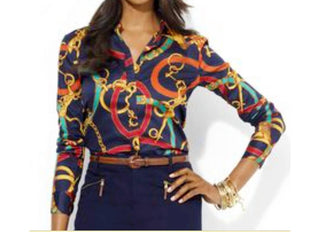 Ralph Lauren - Equestrian Button Front Long Sleeve Shirt