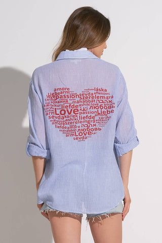 Elan - Resort Button-Down Heart Graphic Top