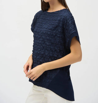 Joseph Ribkoff - Textured Short Sleeve High Low Top
