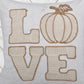 Embroidered Pumpkin “LOVE” Accent Pillow – Rustic Beige Fall Decor