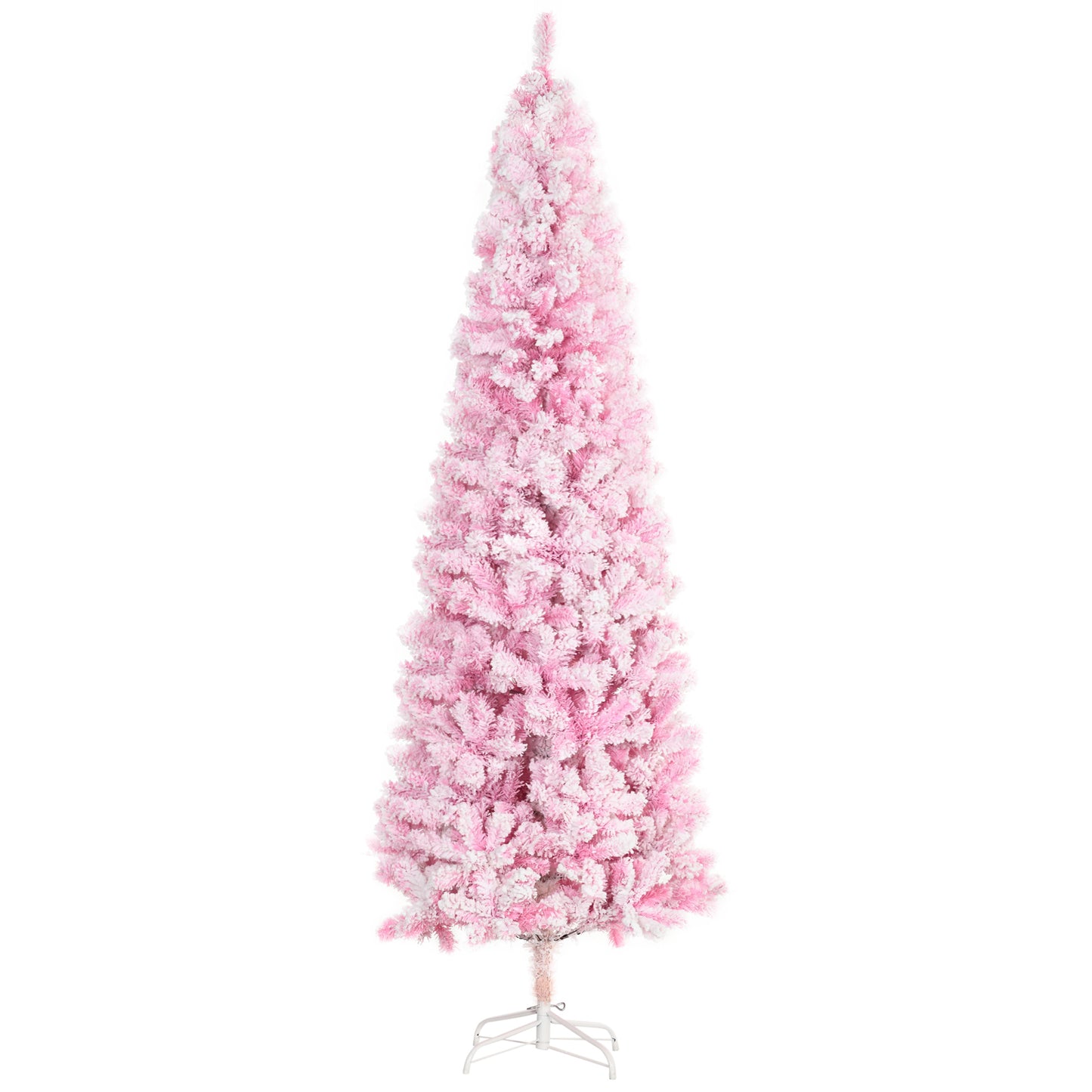 7.5ft Pink Snow-Flocked Artificial Christmas Tree – Slim Pencil Design