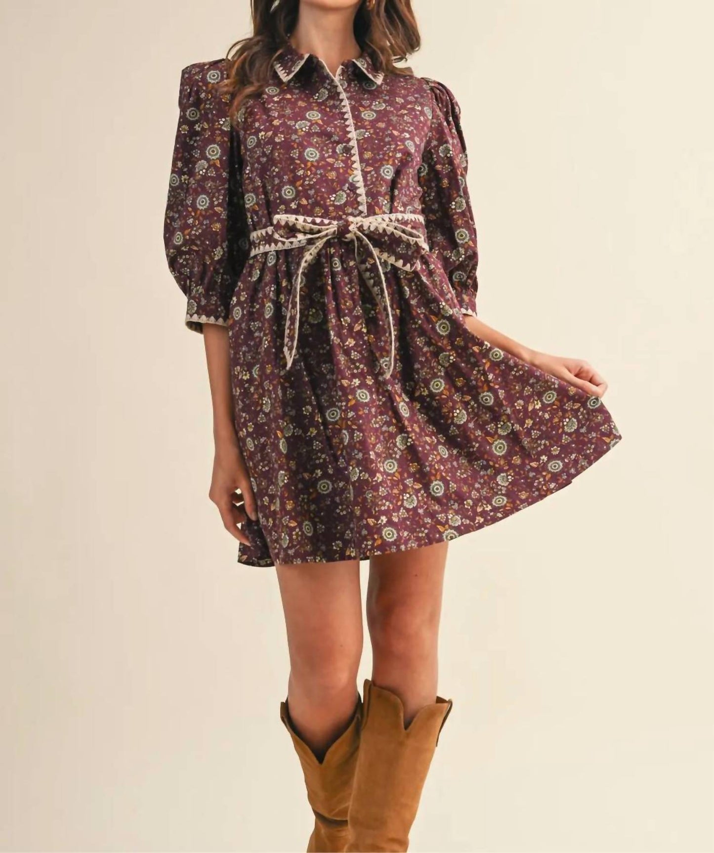 &Merci - Blanket Stitch Floral Mini Dress