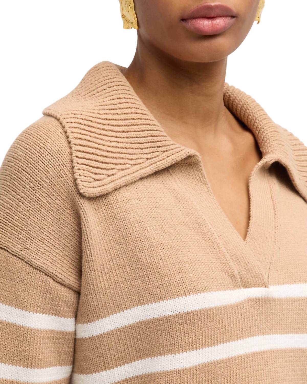 Veronica Beard - Jovie Striped Polo Pullover Sweater