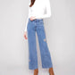 Charlie B - Embroidered Wide Leg Jeans With Flowers