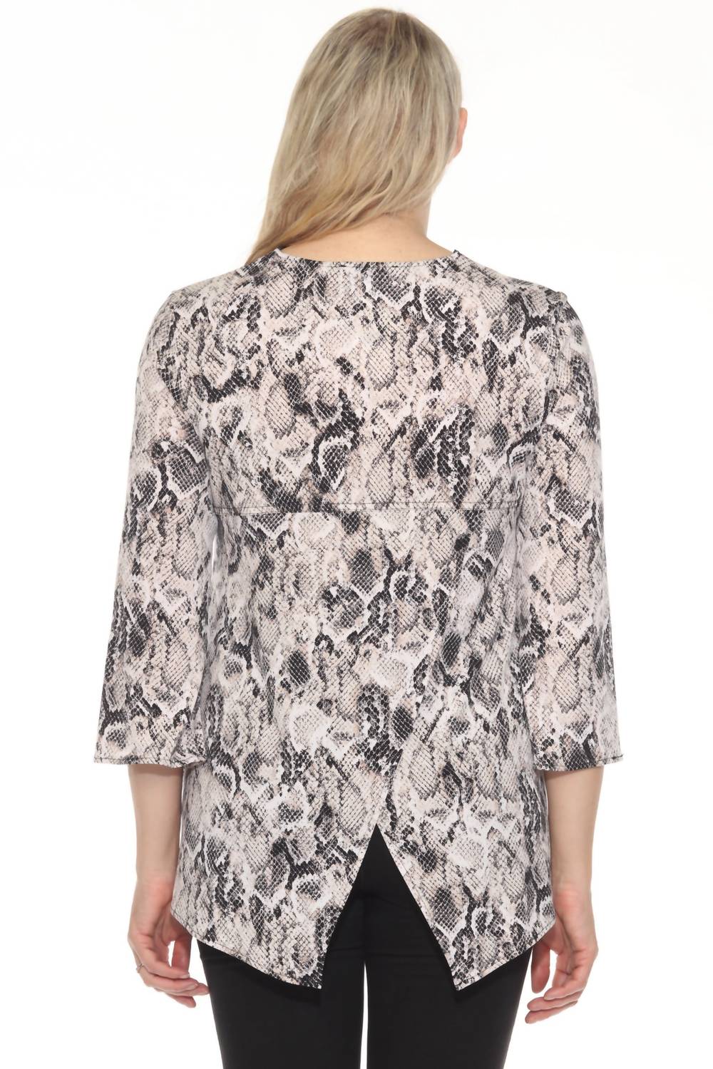 Joseph Ribkoff - Snakeskin Print Embellished Tunic Top