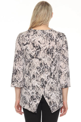 Joseph Ribkoff - Snakeskin Print Embellished Tunic Top