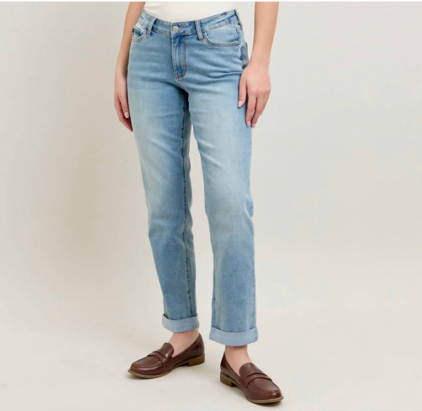 Judy Blue - V-front Cuffed Boyfriend Jeans