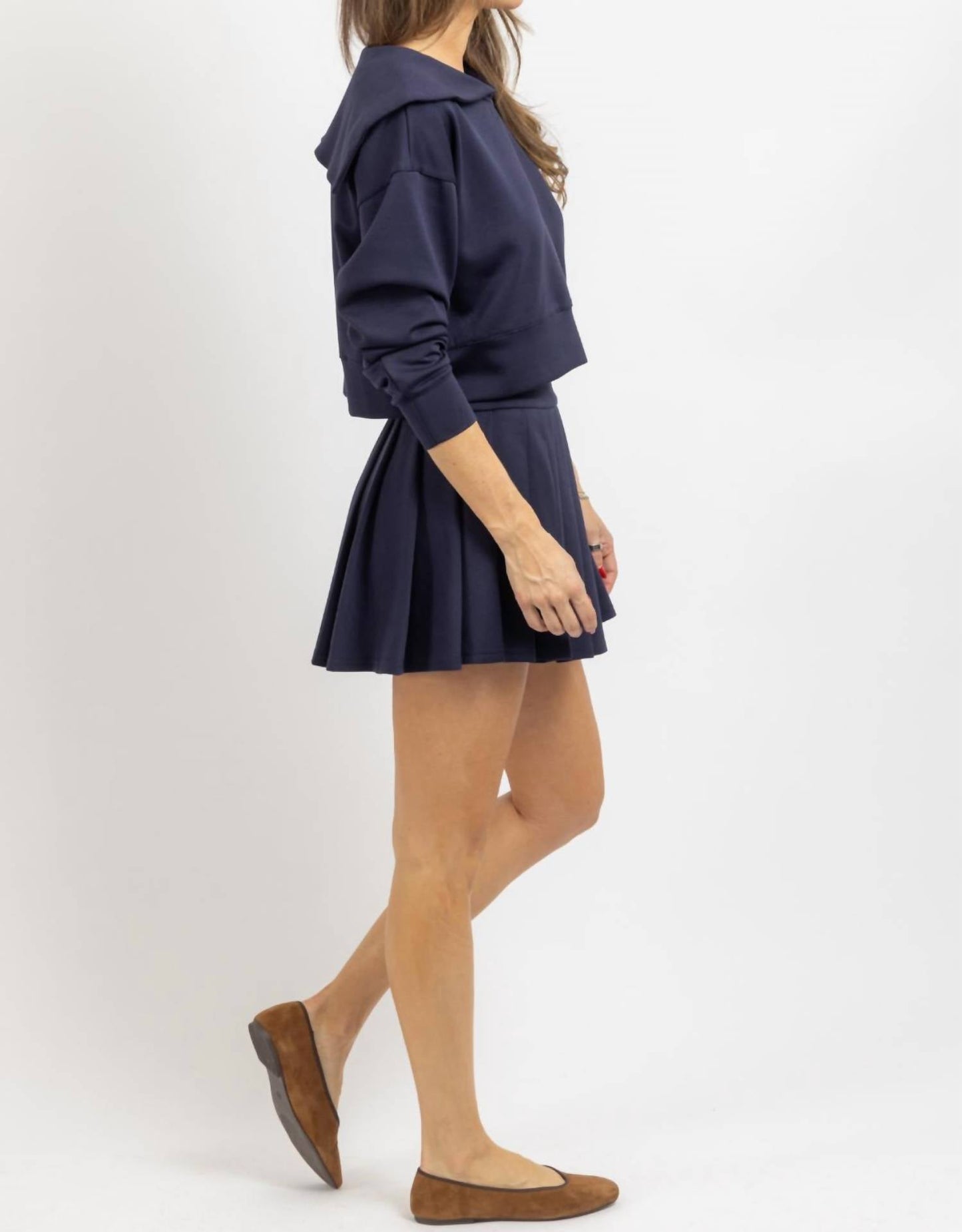 Mable - PLEATS AND THANKS CROPPED SWEATSHIRT AND MINI SKIRT SET