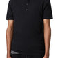AllSaints Figure Short Sleeve Henley in Jet Black
