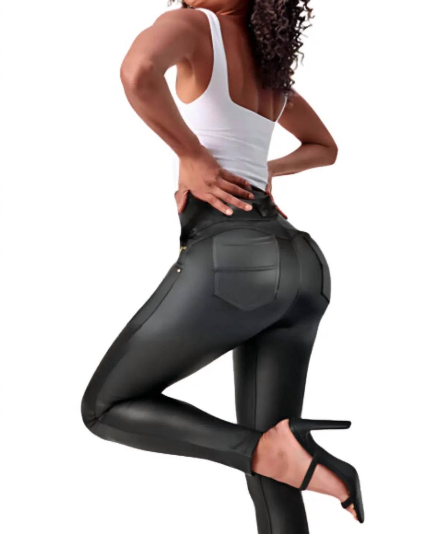 Siluets - Leather Look Shapewear Dress Pants – Butt Lift, Cellulite Control & Flawless Silhouette