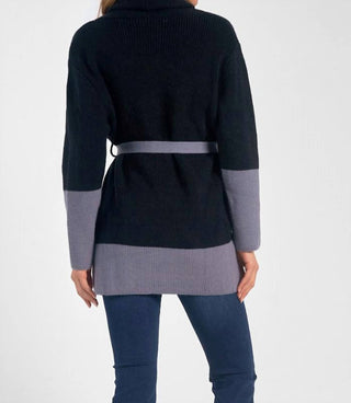 Elan - Belted Color Block Cardigan