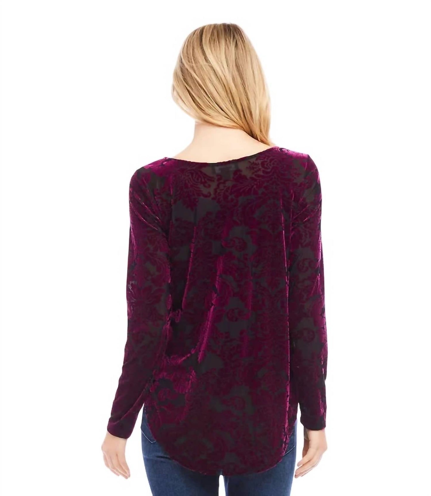 Karen Kane - Velvet Burnout Shirttail Top