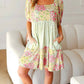 Haptics - Happy Trails Sage Floral Color Block Square Neck Dress