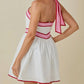 Baby Pink - Colorblock Strap Design Halter Neck Mini Dress