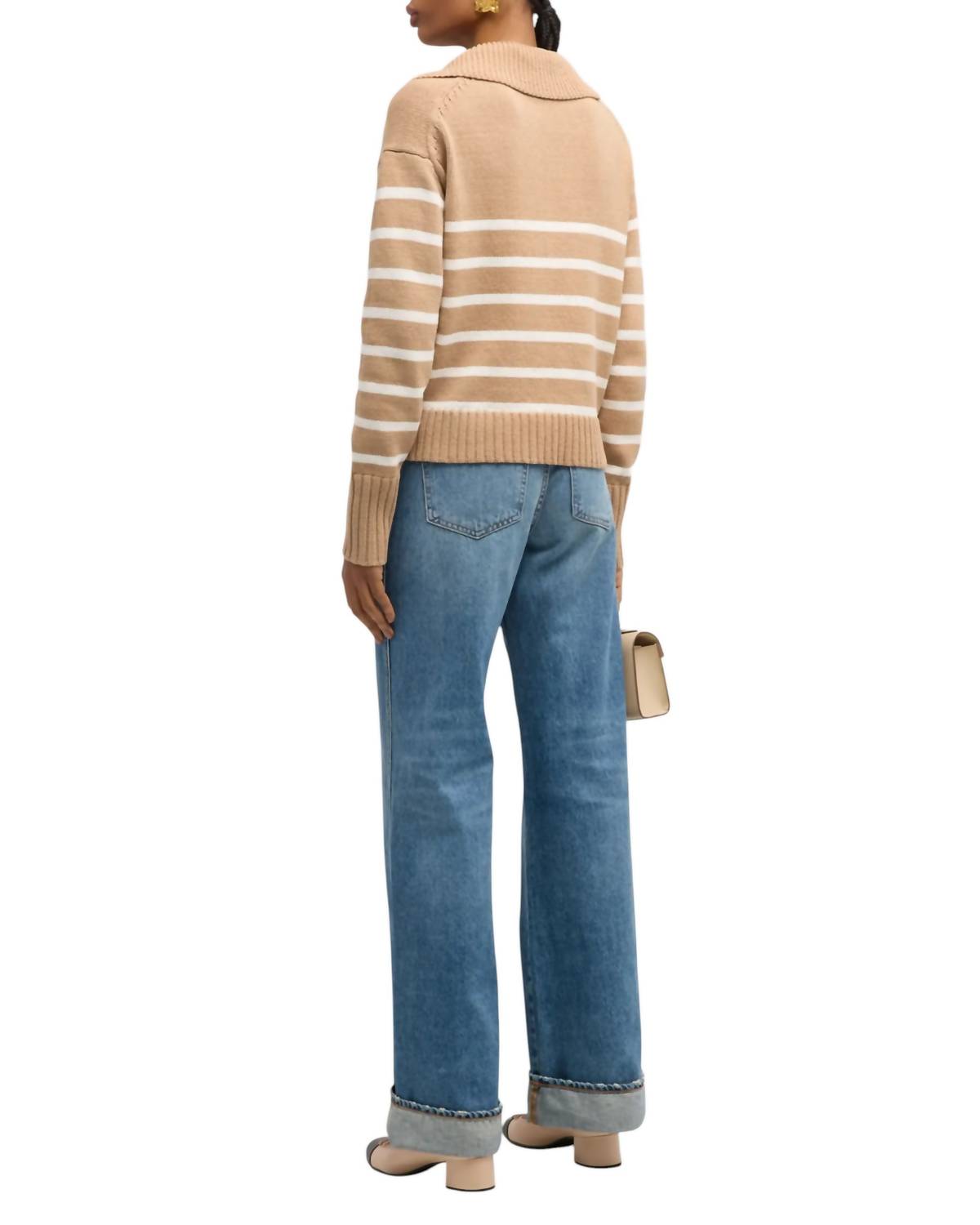 Veronica Beard - Jovie Striped Polo Pullover Sweater