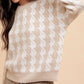 Anniewear - Houndstooth Round Neck Sweater