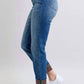 Judy Blue - Mid-rise Plaid Print Cuff Boyfriend Jeans